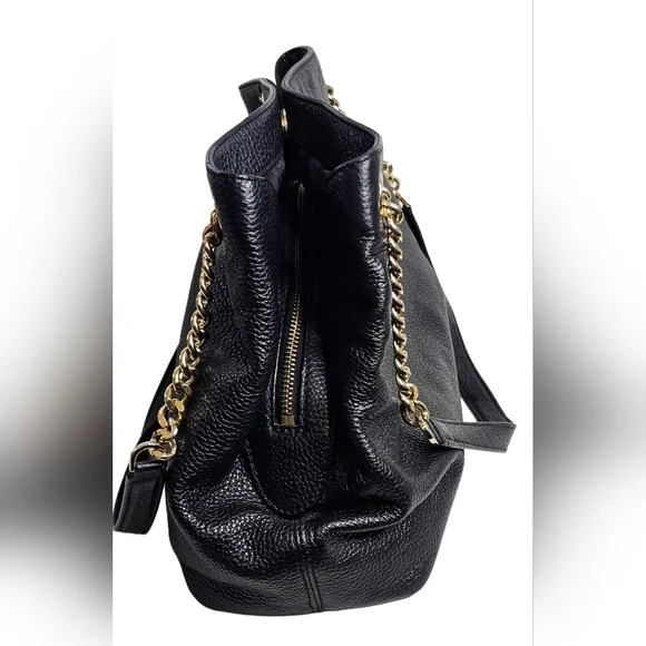 Michael Kors Jet Set Studded Leather Black Handbag Shoulder Tote Travel Bag Chic - Picture 11 of 16